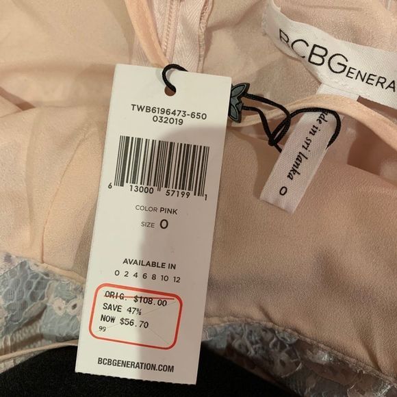 Bcbgeneration Lace Ruffled Mini Dress Pink 0 - Picture 5 of 8